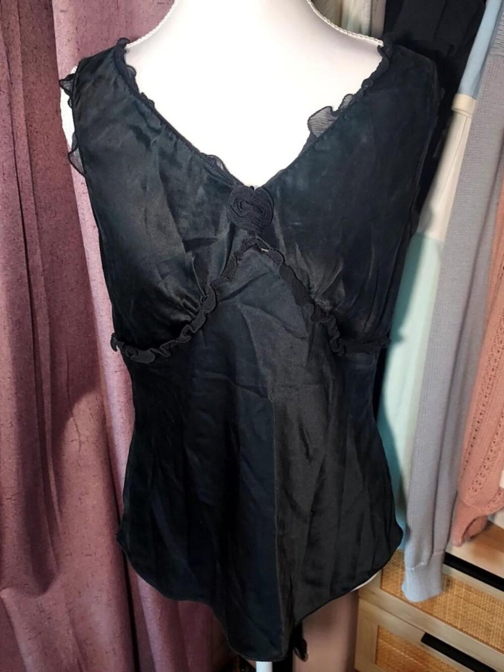 Alfani Women's Black Silk Blouse